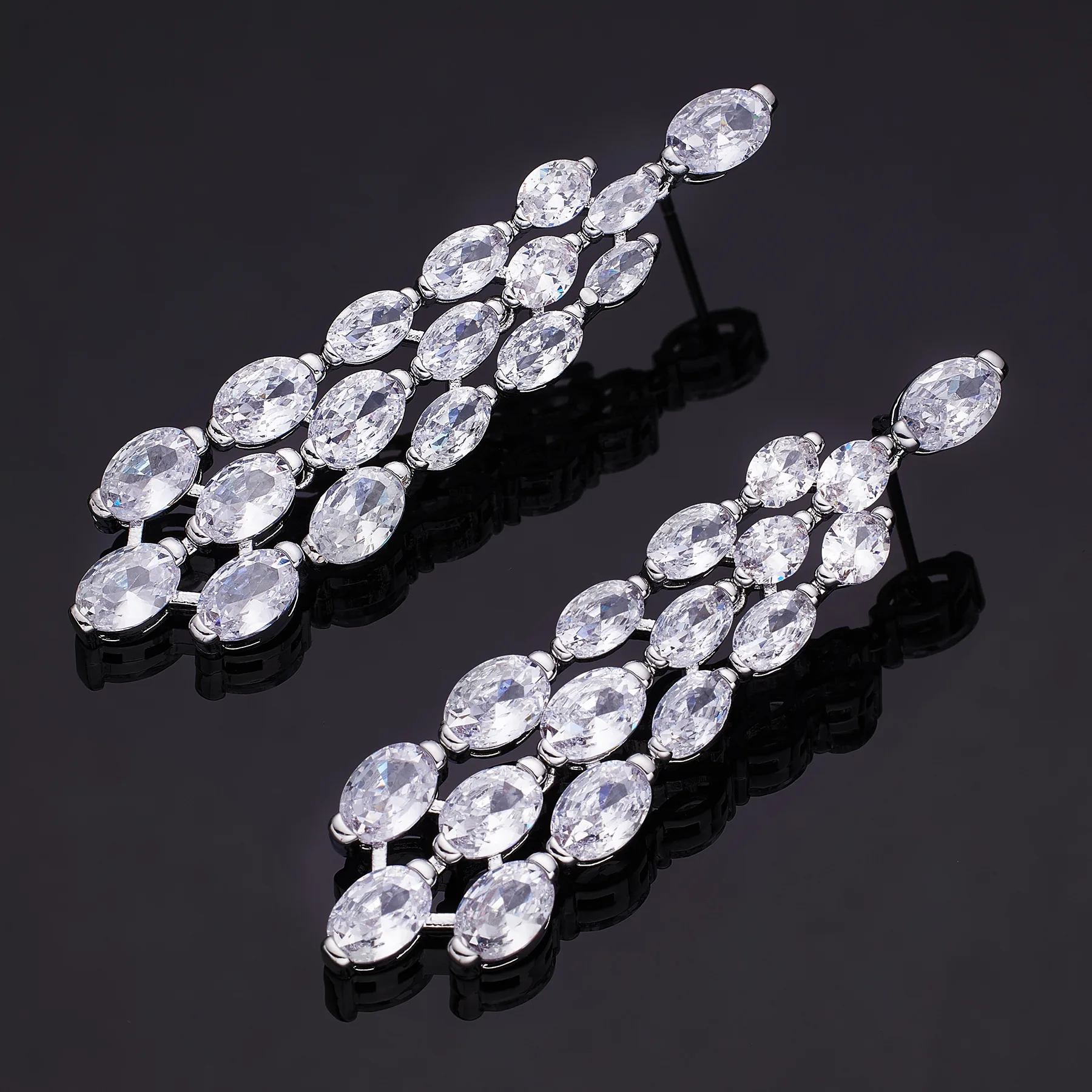New 2 Piece Set Zirconia CZ Crystal Necklace Earrings Nigeria Wedding Bridal Jewelry Set Elegant Women Party Christmas Gifts