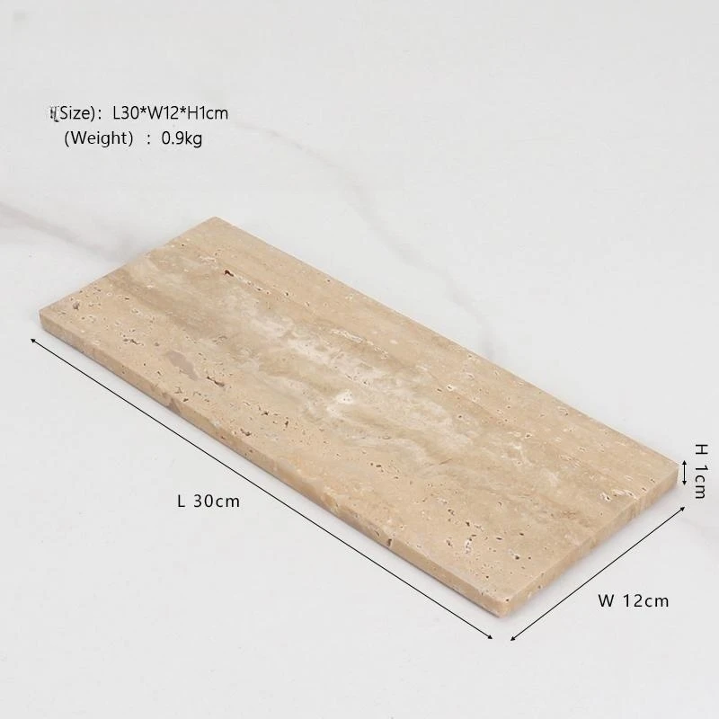 30x12x1 CM Vintage Beige Travertine Natural Marble Stone Tray Rectangle Household Storage Flat Accessories