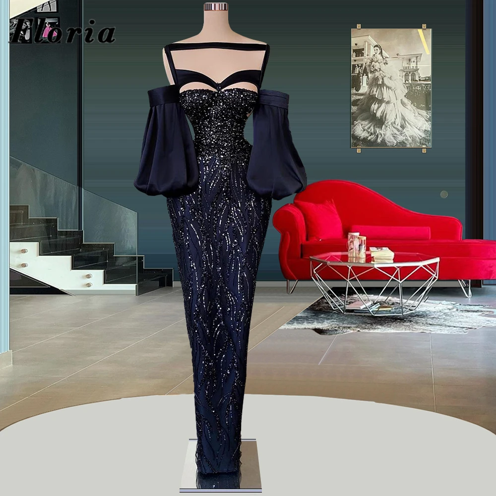 

Floria Beading Evening Dresses Sparkly Mermaid Formal Special Dress Couture Dubai Long Party Dress For Wedding Vestido De Noche