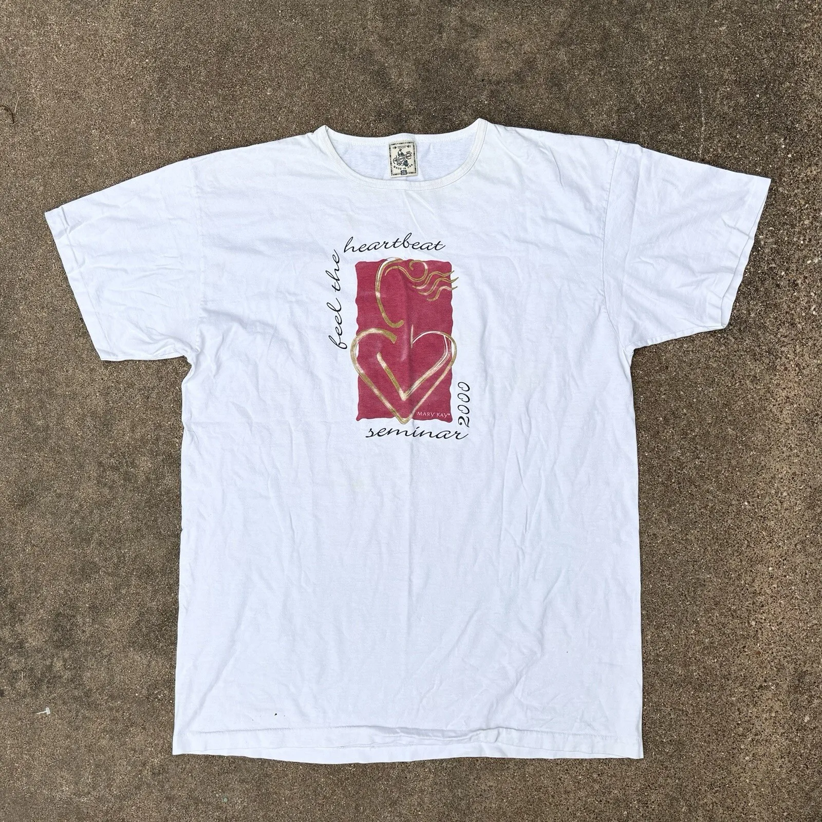 Camiseta Vintage Y2K Alore XL/2XL Feel The Heartbeat Seminar Mary Kay 2000