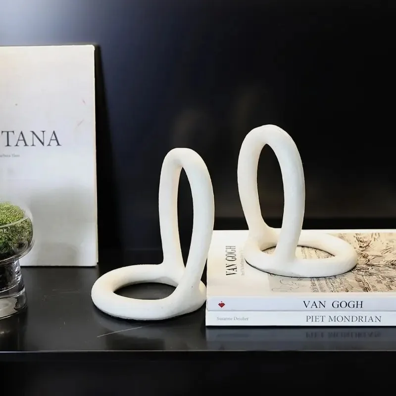 Serre-livres minimalistes pour bureau, support de livre en résine avec Design d'art abstrait, accessoire décoratif pour salle d'