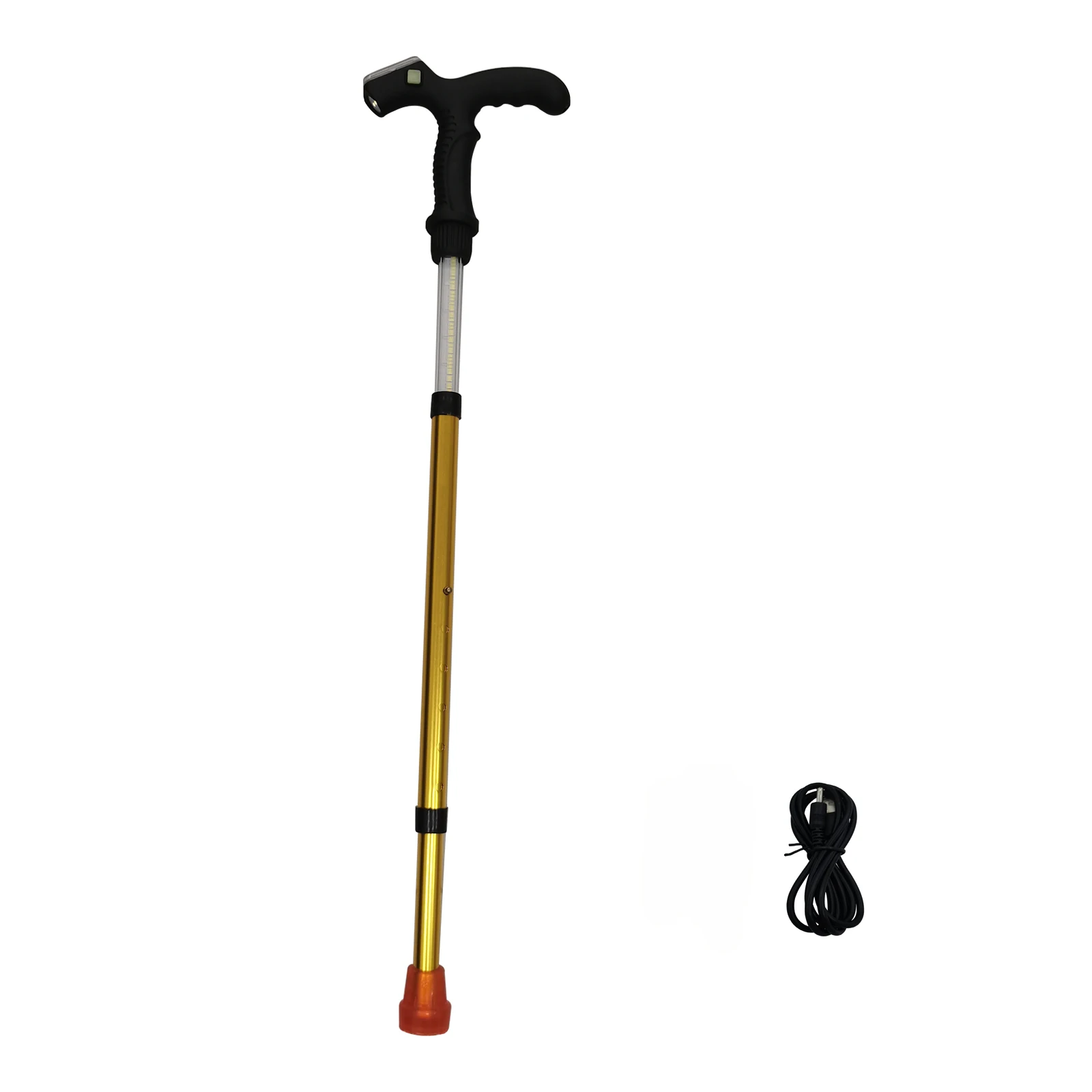 ISURE MARINE Multifunction Glow Cane Walking Stick  Aluminum Alloy Shock-Absorbing T-Handle Trekking Pole Hiking Travel Supplies