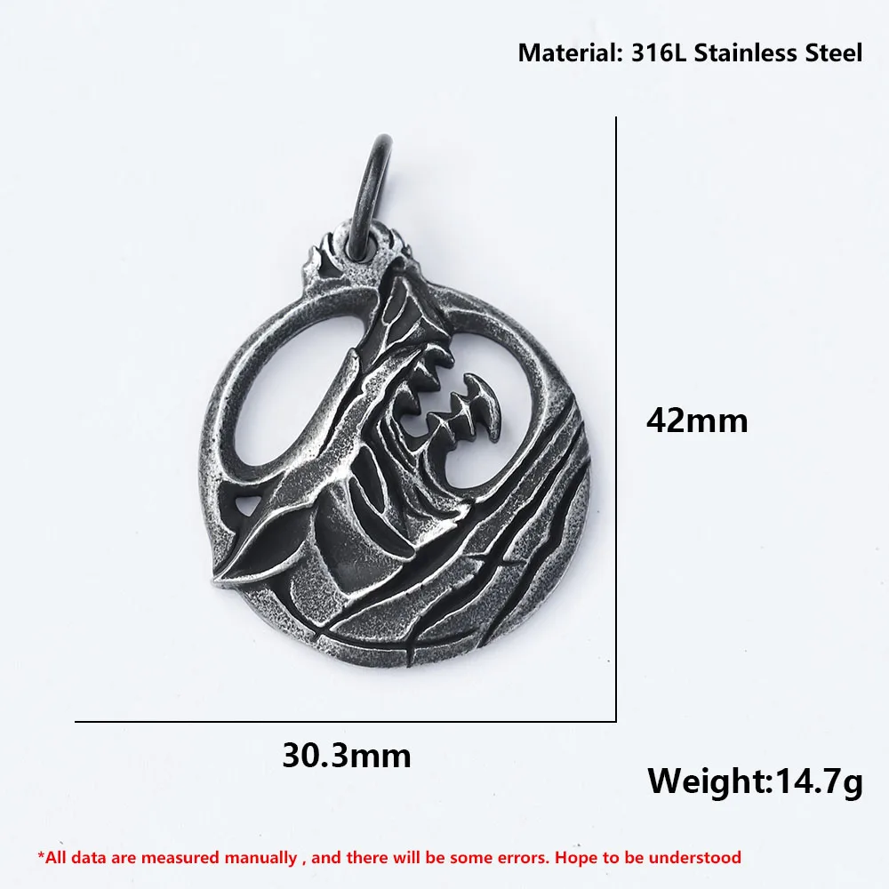 2022 NEW Men\'s 316L stainless-steel retro Nordic Viking Rune wolf Pendant Necklace fashion punk biker Jewelry Gift free shipping