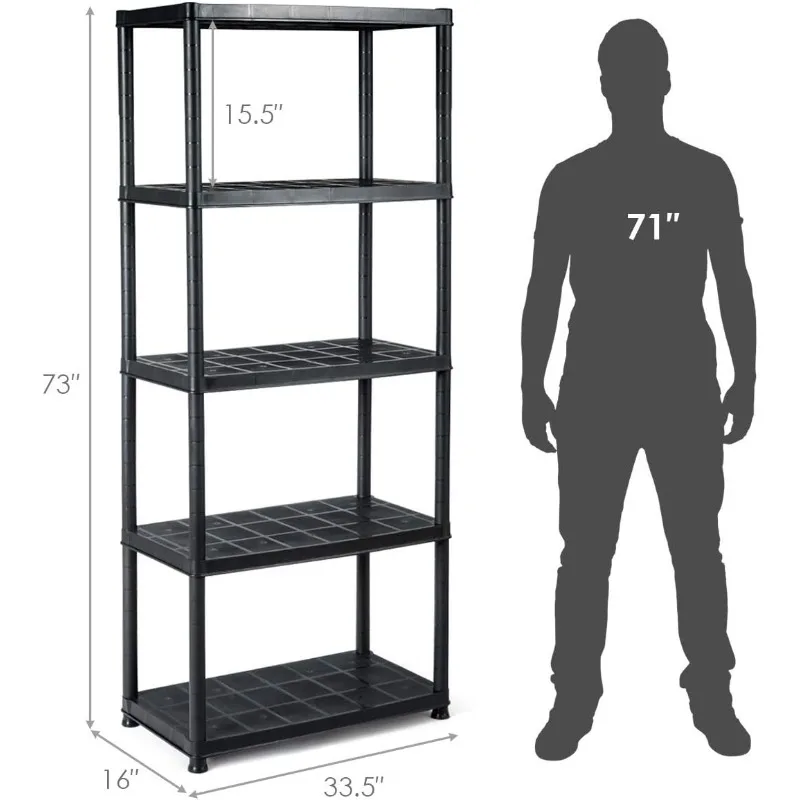 Giantex 2 sztuki 5-poziomowy wentylowany regał magazynowy, wolnostojący wielofunkcyjny regał, 33.5 "L X 16" W X 73 "H