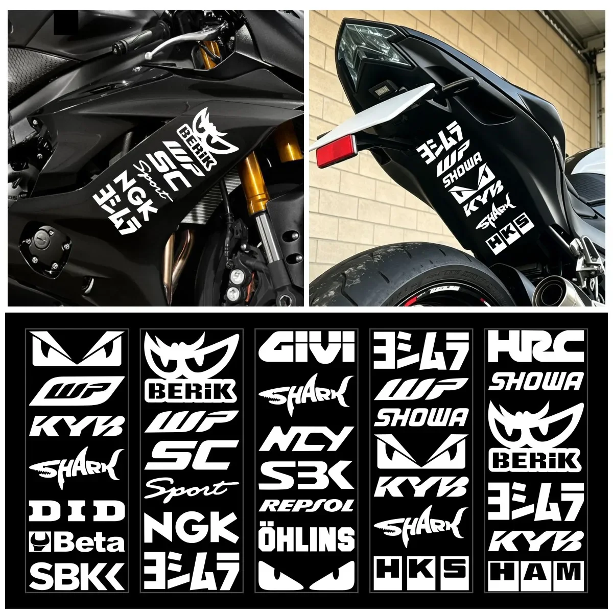 Racing-Sponsor Wasserdichter Vinyl-Motorrad-Aufkleber für Motorradkarosserie, Kraftstofftank, Kotflügel, Helm, Universelle Fahrzeugdekoration
