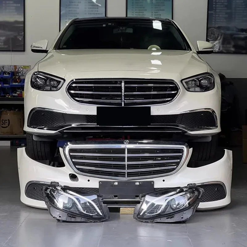 2016-20 طقم الجسم من الفئة E W213 نمط الأعمال ترقية المصد الأمامي والخلفي مصبغة المفسد من القديم إلى الجديد