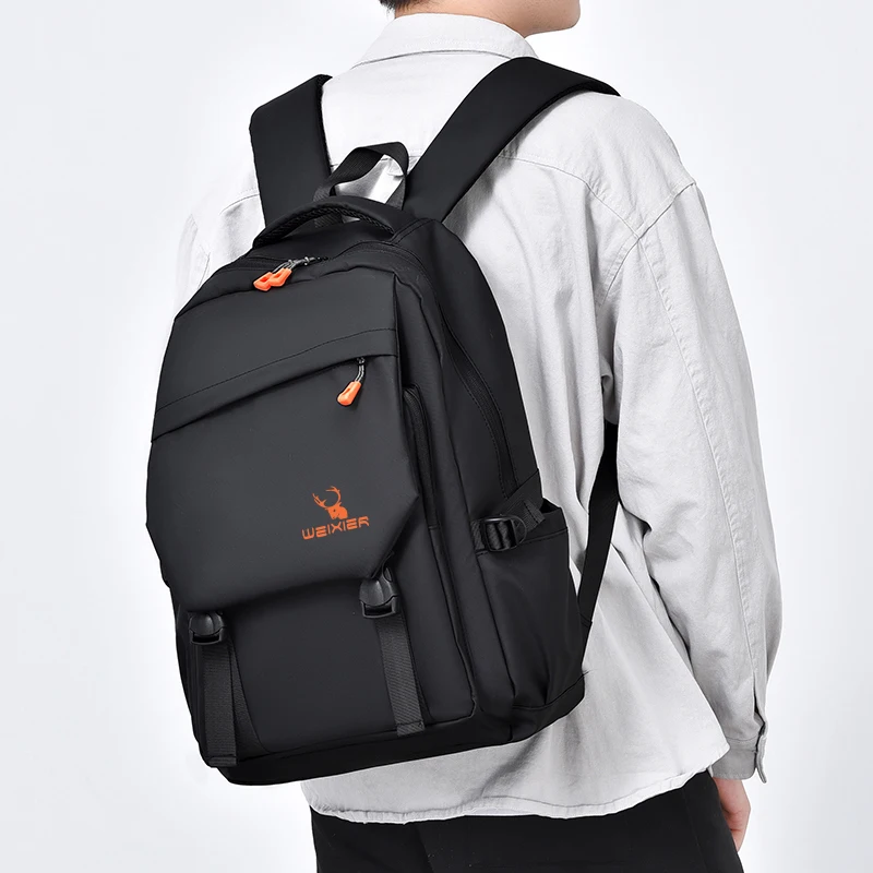 Trendy Men Minimalist Backpack Versatile Backpack Large Capacity School Student USB Computer Travel Bag Washable Unisex Backpack