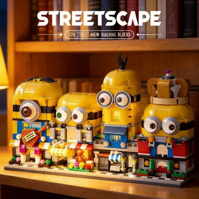 4pcs MINIONS building blocks cute cartoon anime peripheral desktop decoration assembly model interactive educational toy gift