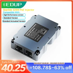 EDUP Starlink 320W GigE PoE Injector Aluminum Case Surge and ESD Protection Compatible with Starlink High Performance Dishy