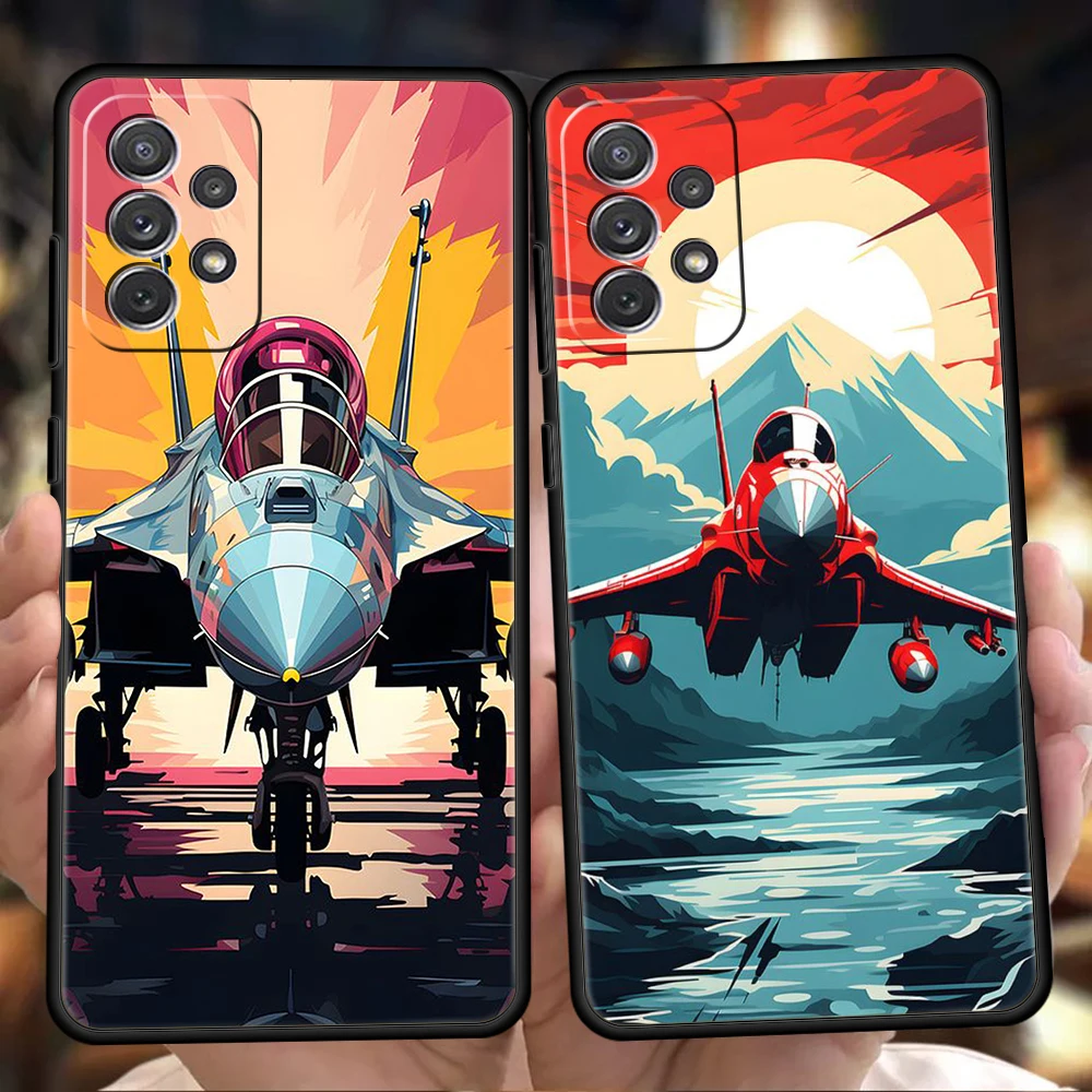 Sky Jet Fighter funda de teléfono para Samsung Galaxy, A15, A14, A25, A54, A34, A51, A71, A73, A32, A52, A52S, A11, A21S, A31, A41, 5G, carcasa suave