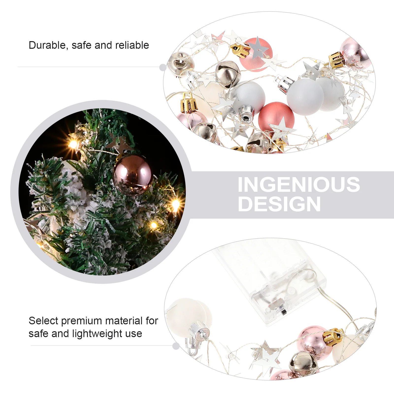 1 قطعة عيد الميلاد LED سلسلة ضوء الوردي الكرة جرس تصميم انخفاض استهلاك الطاقة حفلة مصابيح تعليق للزينة الديكور للداخلية في الهواء الطلق