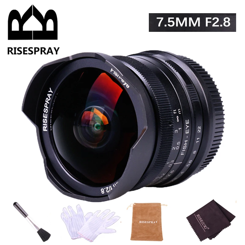 

RISESPRAY 7.5mm f2.8 II 190° APS-C Manual Fixed Fisheye Lens For Sony E Canon Fuji OLYMPUS M3/4 Panasonic