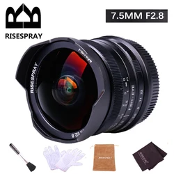 RISESPRAY 7.5mm f2.8 II 190° APS-C Manual Fixed Fisheye Lens For Sony E Canon Fuji OLYMPUS M3/4 Panasonic