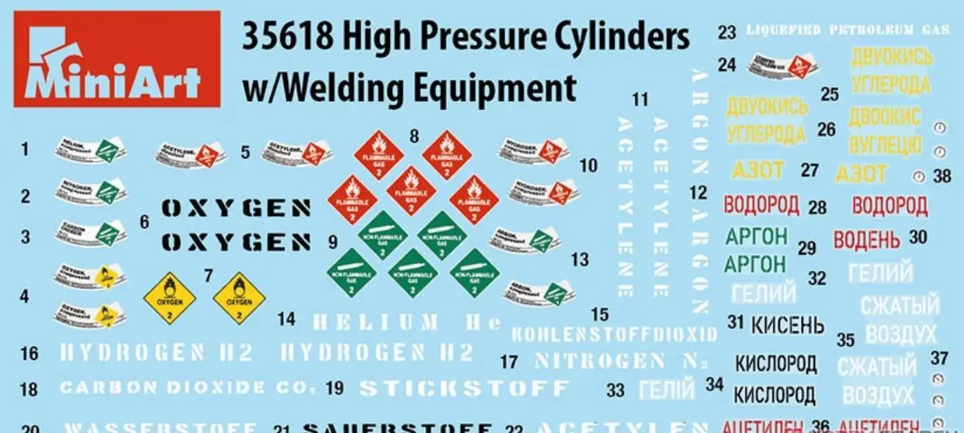 MINIART 35618 1/35 Scale High Pressure Cylinders w/Welding Equipment