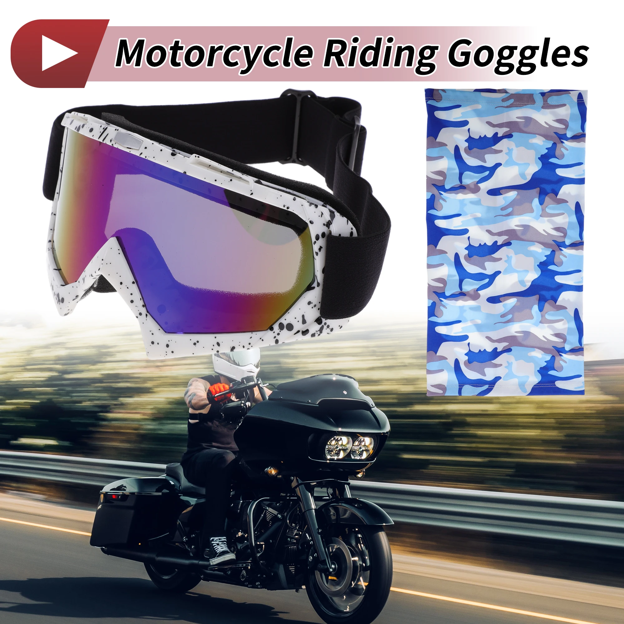 

X Autohaux мотоциклетные очки с синими линзами, черно-белая оправа, ПК, ТПУ, велосипедные солнцезащитные очки