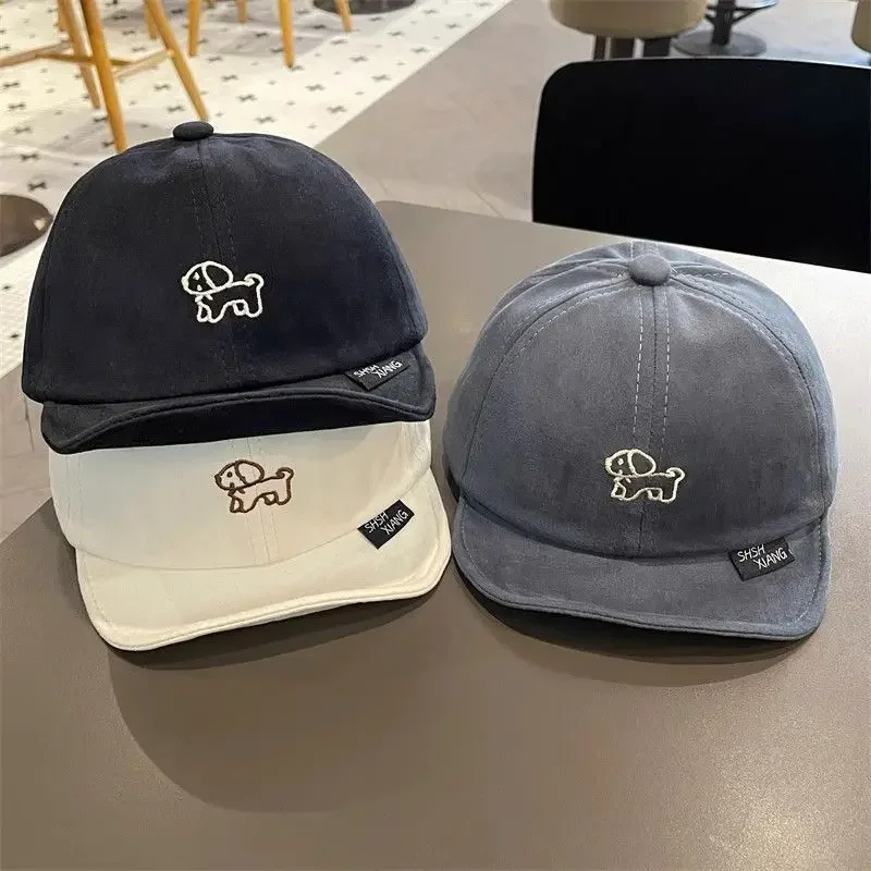 

Cute Embroidery Puppy Baby Baseball Cap Summer Short Brim Duck Tongue Hat Cartoon Children Sunshade Visors