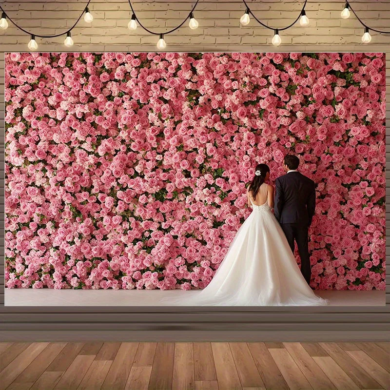 

A romantic pink rose polyester background cloth for one person, suitable for Valentine's Day and anniversary decoration