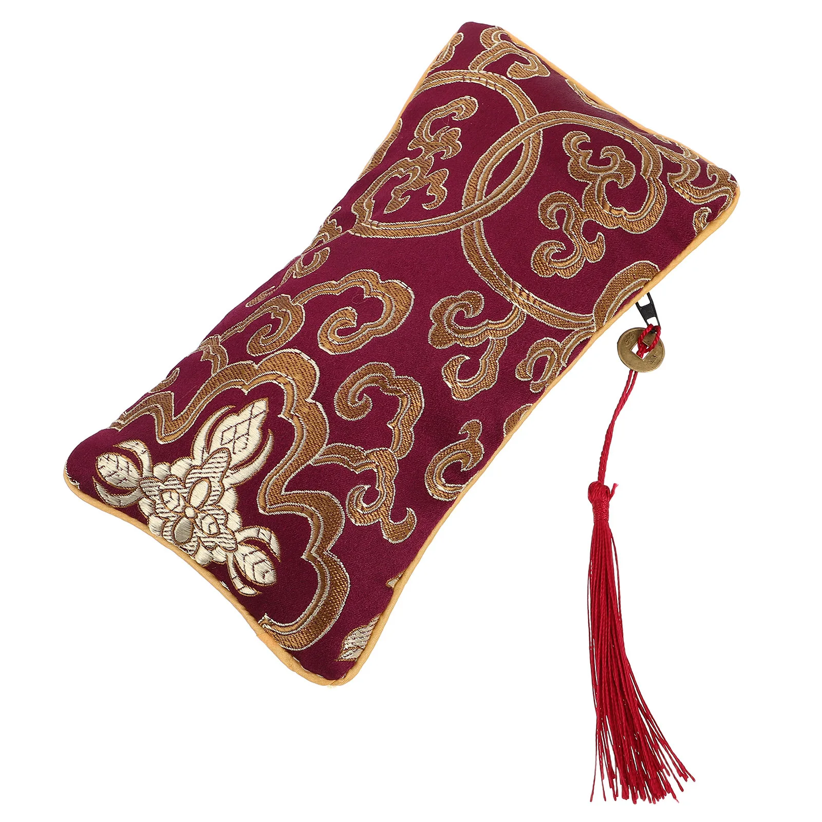 

Elegant Embroidery Brocade Bag Scriptures Organizer Jewelry Pouch Multi-Use Vintage Style Storage Container Sundries Containers