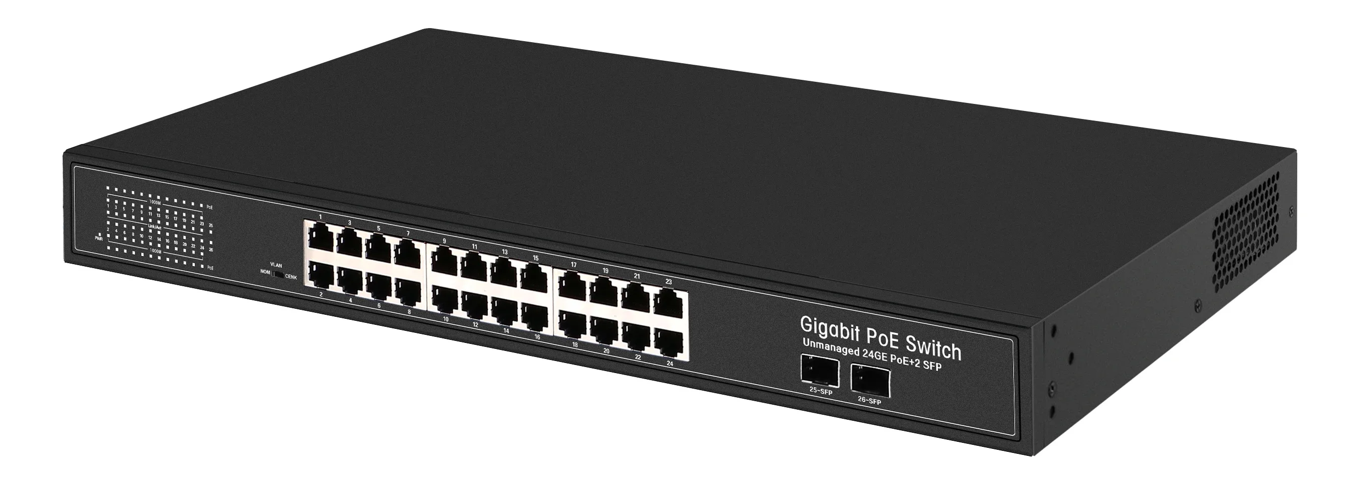 Wanglink Unmanaged Switch 24 Port 10/100/1000Mbps PoE Rack Mount PoE Switch