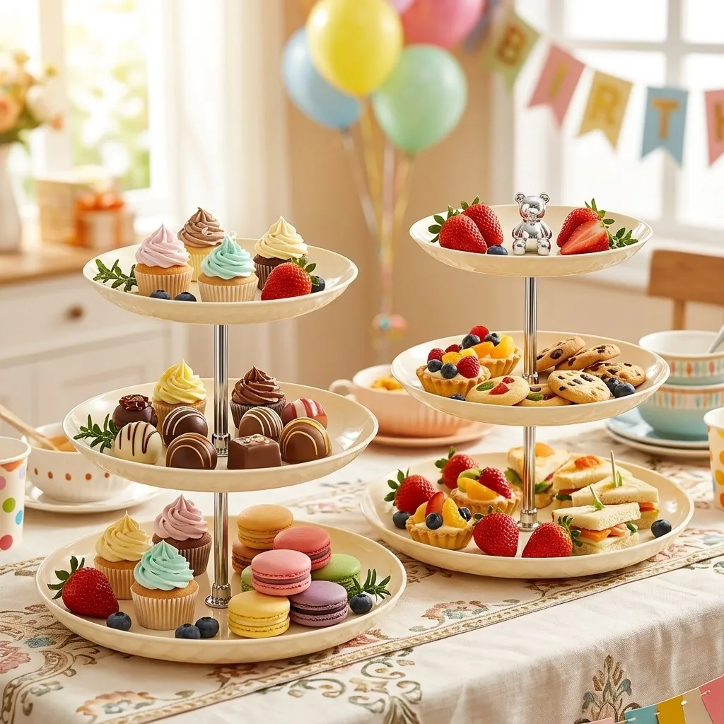2/3 Tier Plastic Cupcake Stand Dessert Table Display Set Tiered Serving Tray Cake Display Stand Wedding Party Candy Table