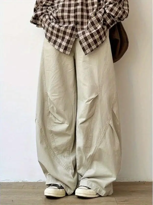 الرجعية Waed القطن مستقيم الساق سراويل تقليدية الرجال النساء فضفاضة تناسب واسعة الساق ملابس العمل سراويل طويلة ربيع الخريف العصرية