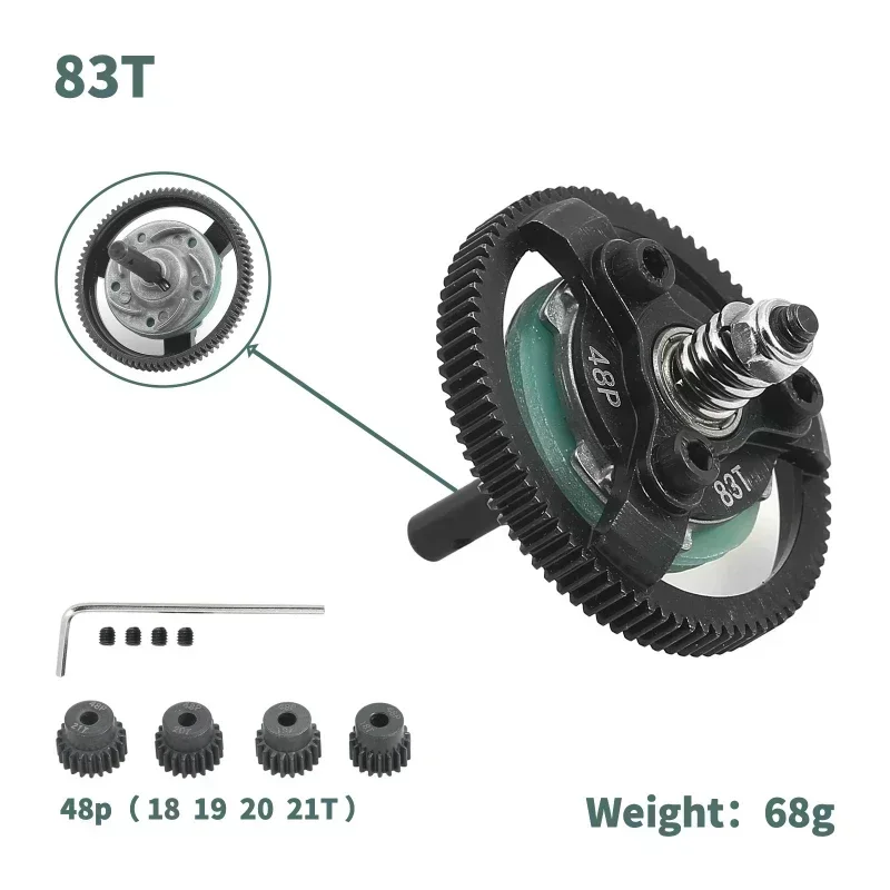 스틸 48P 72T 76T 83T 86T 90T 스퍼 기어 트렉스 슬래시 밴디트 러슬러 스탬피드 2WD RC 자동차 업그레이드 부품