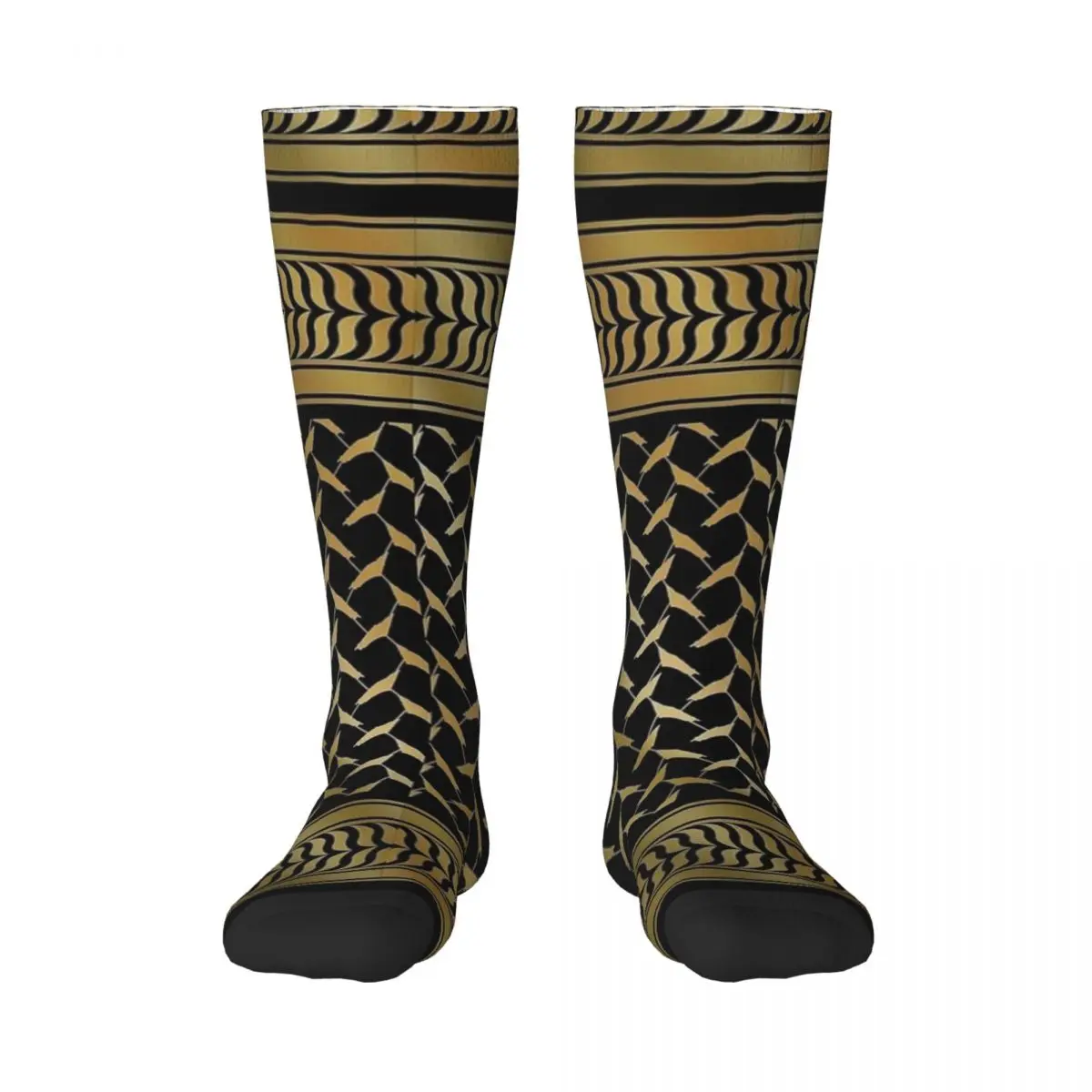 Palestinian Gold Keffiyeh Stockings Palestine map Graphic Leisure Socks Winter Anti Skid Socks Unisex Cycling Soft Socks