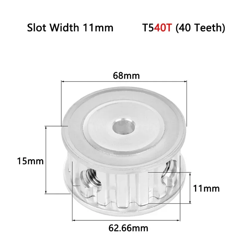 1pc 40 Teeth T5 Timing Pulley Bore 5 6 8 10 12 14 15 19 20mm for Width 10mm 15mm T5 Synchronous Belt 40T AF Type
