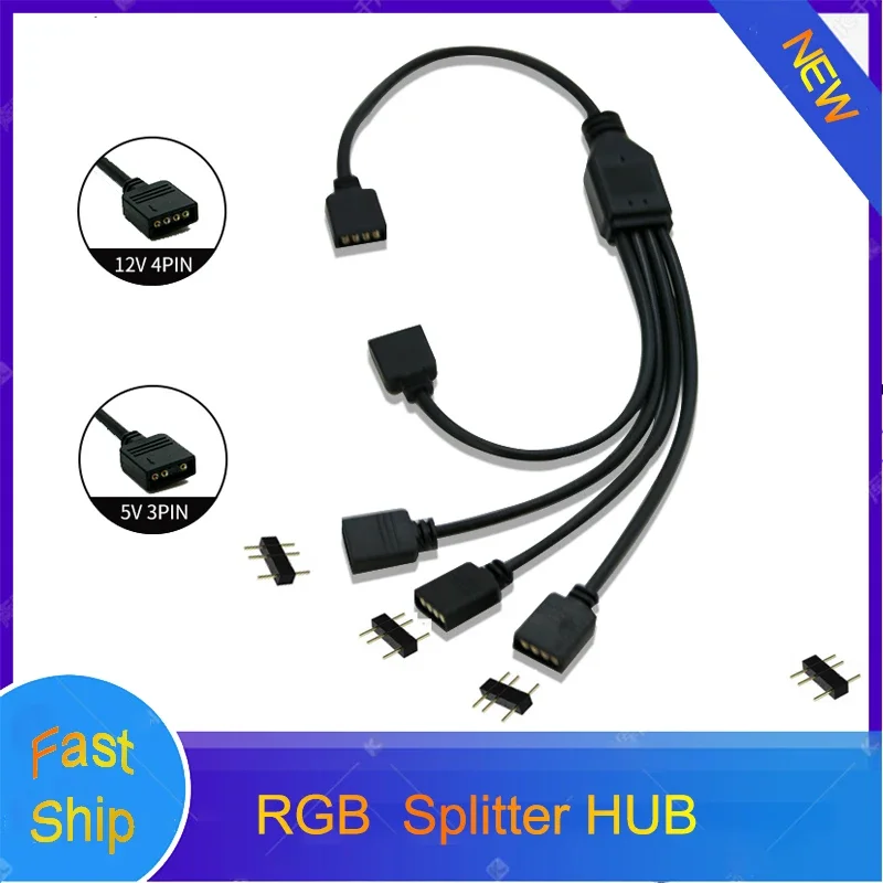 Motherboard RGB SYNC Splitter HUB M/B ASUS GIGABYTE MSI Transfer Extension Cable 12V 4Pin RGB/5V 3Pin ARGB