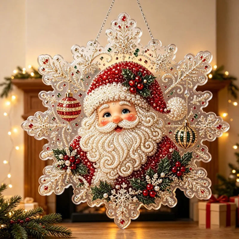 20X20CM Diamond Painting 3d Mixed-sized Pearl Beads Christmas Pearl Suncatcher Kit For Diy Craft Metal Chain Festive Wall Decor view 4