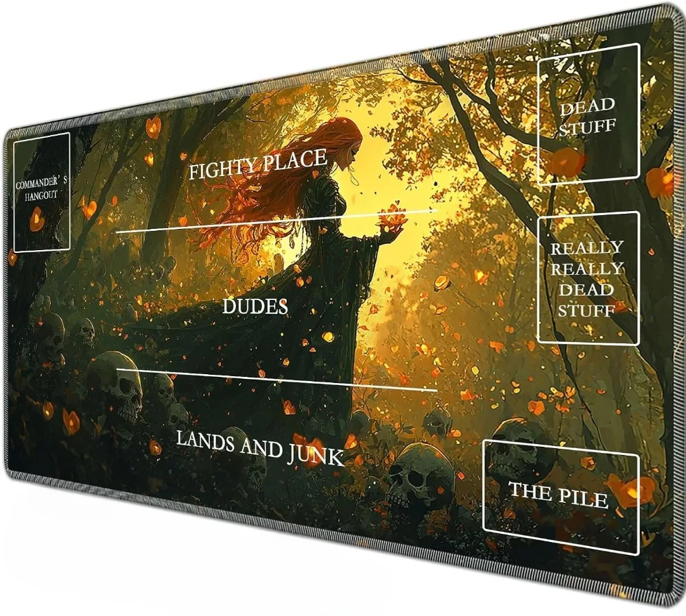 Witch Skull  Zoned Play Mat Durable Office Deskpad Parties Gathering Card Game Mat Non-slip Keyboard PC Game MousePad Cardmat