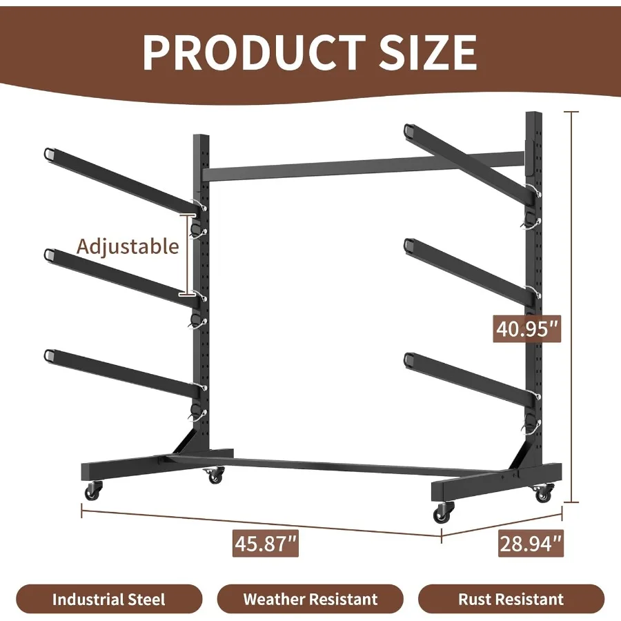 رف تخزين كاياك عالي التحمل مع عجلات قابل للتعديل قائم بذاته كاياك تقف المرآب رفوف كاياك خارجية لزوارق الكاياك Sur #2