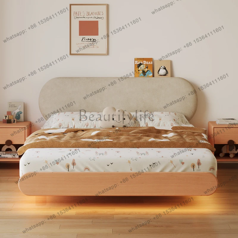 Solid Wood Beech Adjustable Headboard Floating Bed Without Headboard