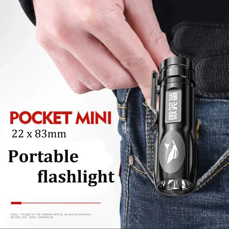 1Set USB Rechargeable Mini LED Flashlight With Holder Strong Bright Torch Outdoor concentrating longrange For Camping Hiking