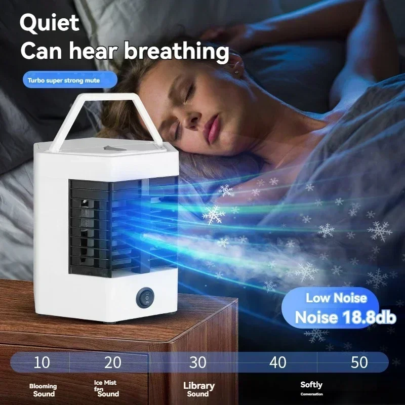 Ventola di raffreddamento ad acqua portatile per condizionatore d'aria, direzione del vento regolabile, dispositivo di raffreddamento evaporativo silenzioso per scrivania del dormitorio