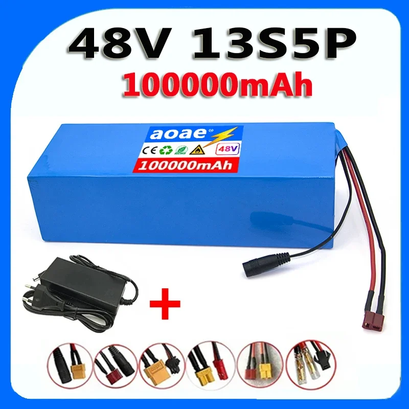 

13S5P 48V 100000mAh 100Ah lithium-ion battery pack with 1000W BMS, suitable for 54.6V electric bicycles scooters and chargers