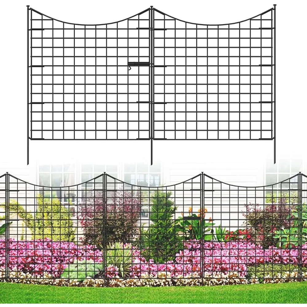 

Metal Decorative Garden Fence Animal Barrier No Dig Dog Fencing for Yard 4 Panels 36"(L)×39"(H)+1 Gate Freight Free Storage Shed