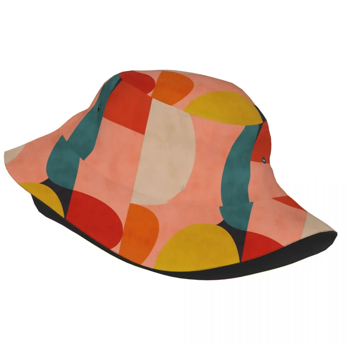 Abstract Geometric Bucket Hat Shapes Desgin Outdoor Fisherman Caps Personality Beach Travel Sunscreen Hats Graphic Cap