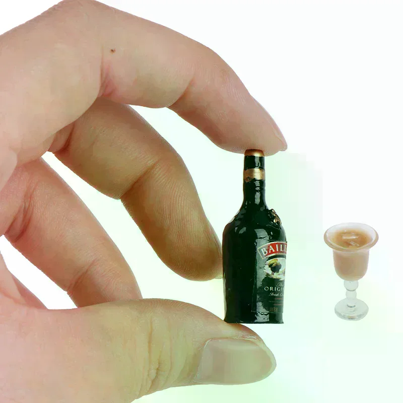 Dollhouse Miniature Model 12 Wine Bottle Set With Cup Simulation Drinks Toys 1/12 Perfect Gift For Kids Fun Play Toy