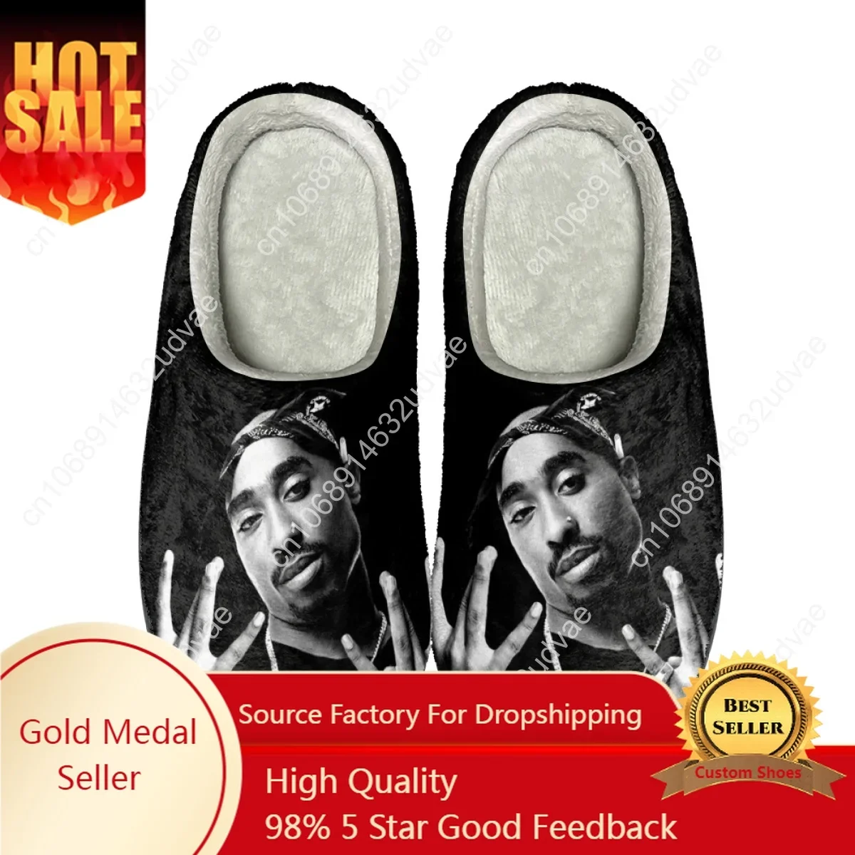 

Tupac Amaru Shakur Printed Women Cozy Home Slippers Casual Couple Cotton Slipper Drop Ship Autumn Winter Warm Shoes Floor Slides