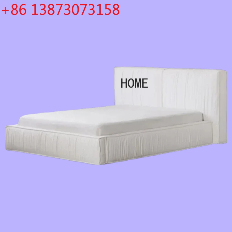 

Двуспальная кровать Wabi Sabi Wind B & B из стираной льняной плиссированной ткани, мягкая ткань для отеля во французском стиле ретро, двуспальная кровать 2 метра