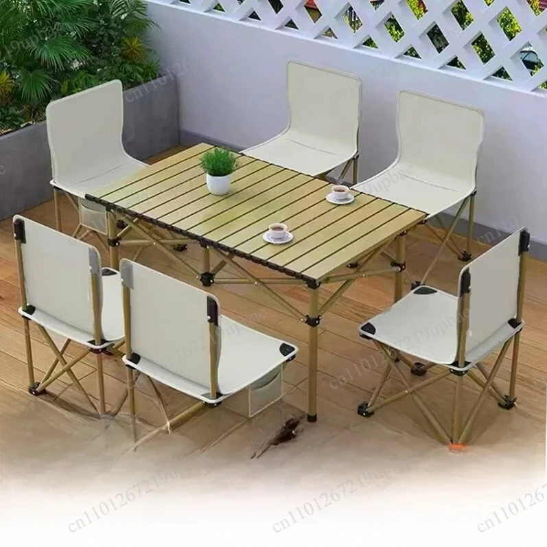 Ultra Light Portable Folding Table Chair Set Carbon Steel Blackened Style Outdoor Camping Picnic BBQ Furniture