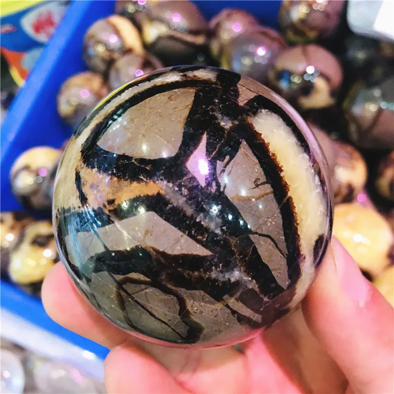 Natural septarian sphere septarium Natural Dragon Stone Septarium Fossil Crystal Sphere Ball Healing