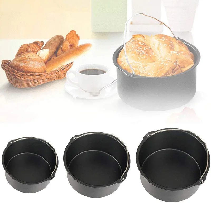 8/7/6 Inch Non-stick Baking Mold Air Fryer Pot Round Tray Pan Roasting Pizza Cake Basket Bakeware Kitchen Bar Cooking Accessory