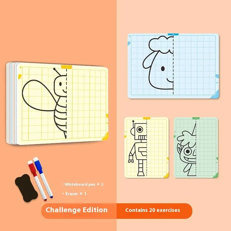 

20-page Child's Grid Drawing Toy for Strengthening Fine Motor Writing and Control of 2-Color Brush