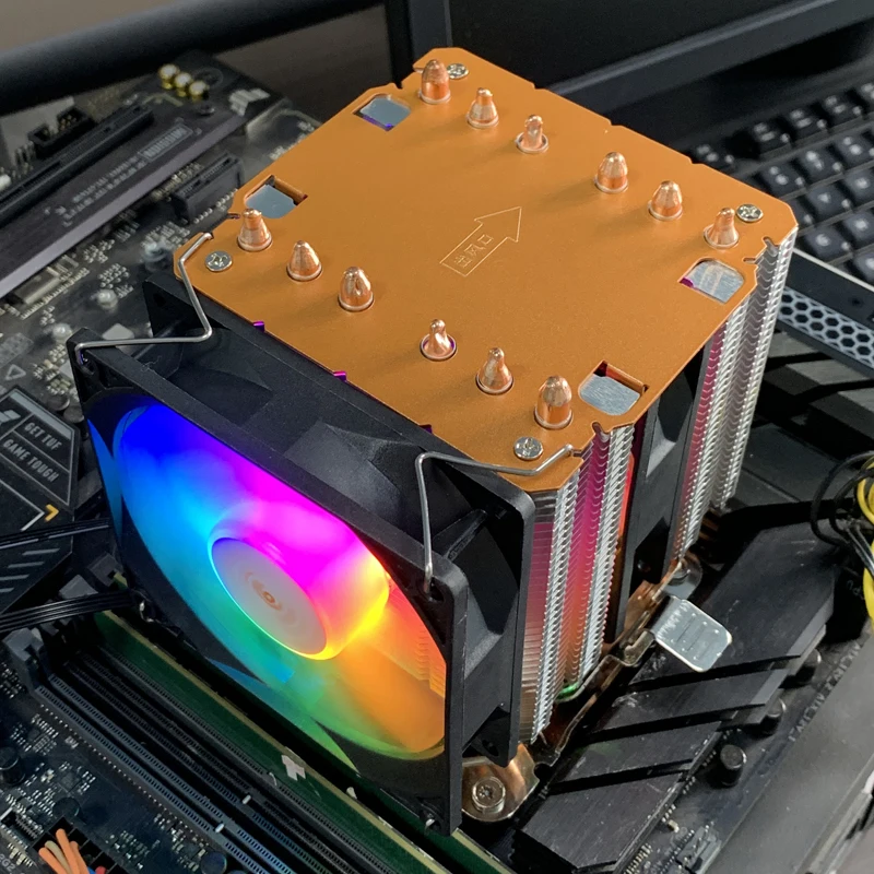 Air-cooled CPU Cooler 90mm RGB Cooling Fan Twin Towers 6 Heat Pipe 4pin/PWM for LGA2011 115x 1200 1700 X79 X99 AMD AM3 AM4 view 3