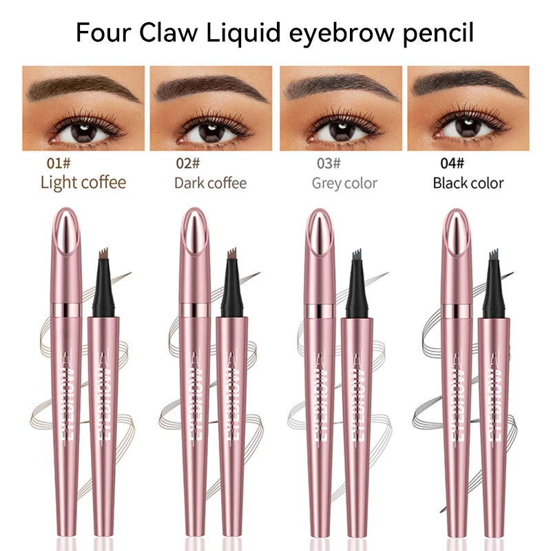 2024 neue wasserdichte 4 Gabel Augenbrauen stift Augenbrauen Tattoo Bleistift spitze 3d Microb lading natürliche Make-up feine Schlag Magie für Frauen