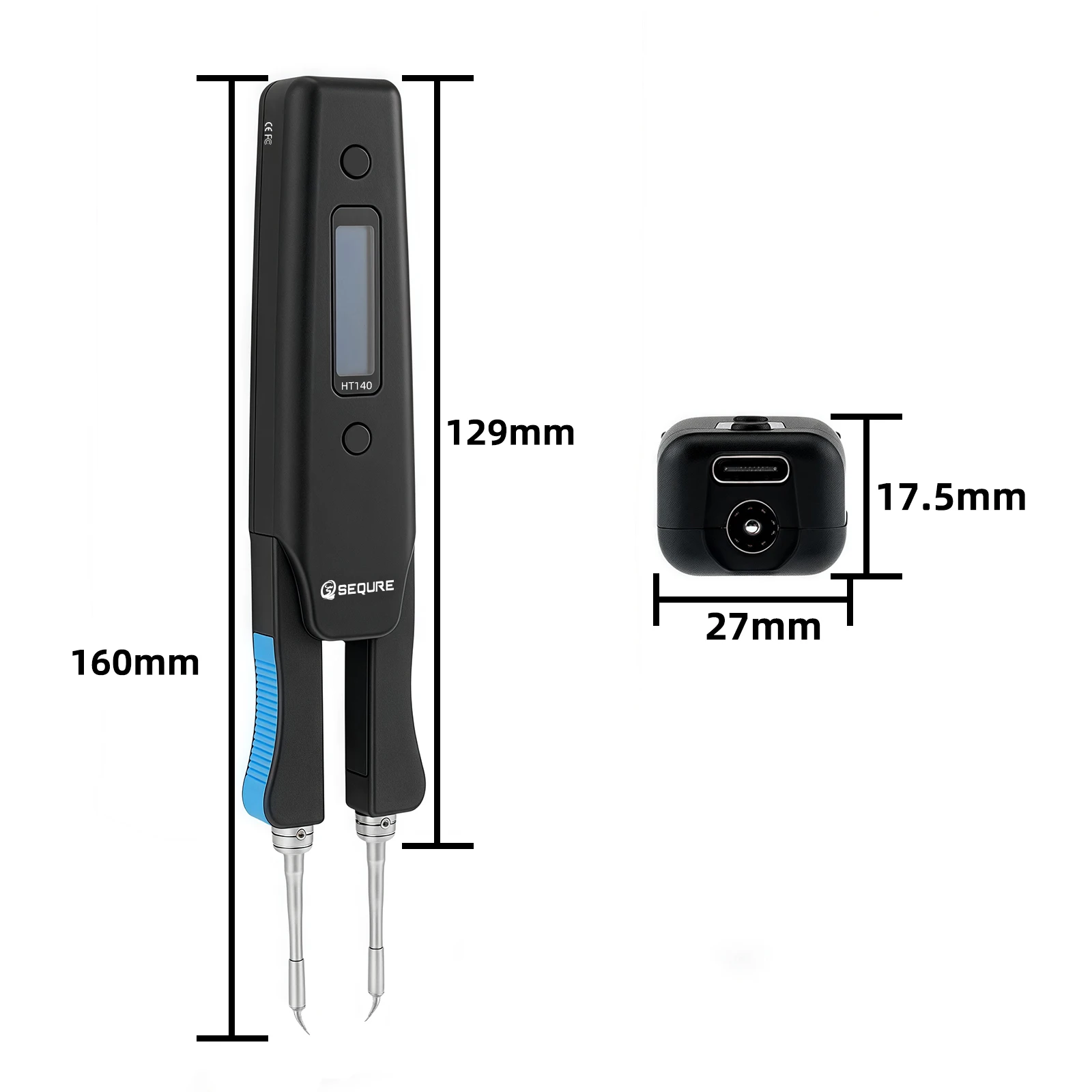SEQURE HT140 2-IN-1 Electric Heated Tweezers with Replaceable Tips Portable SMD SMT Desoldering Welding Repair Tool for Precisio
