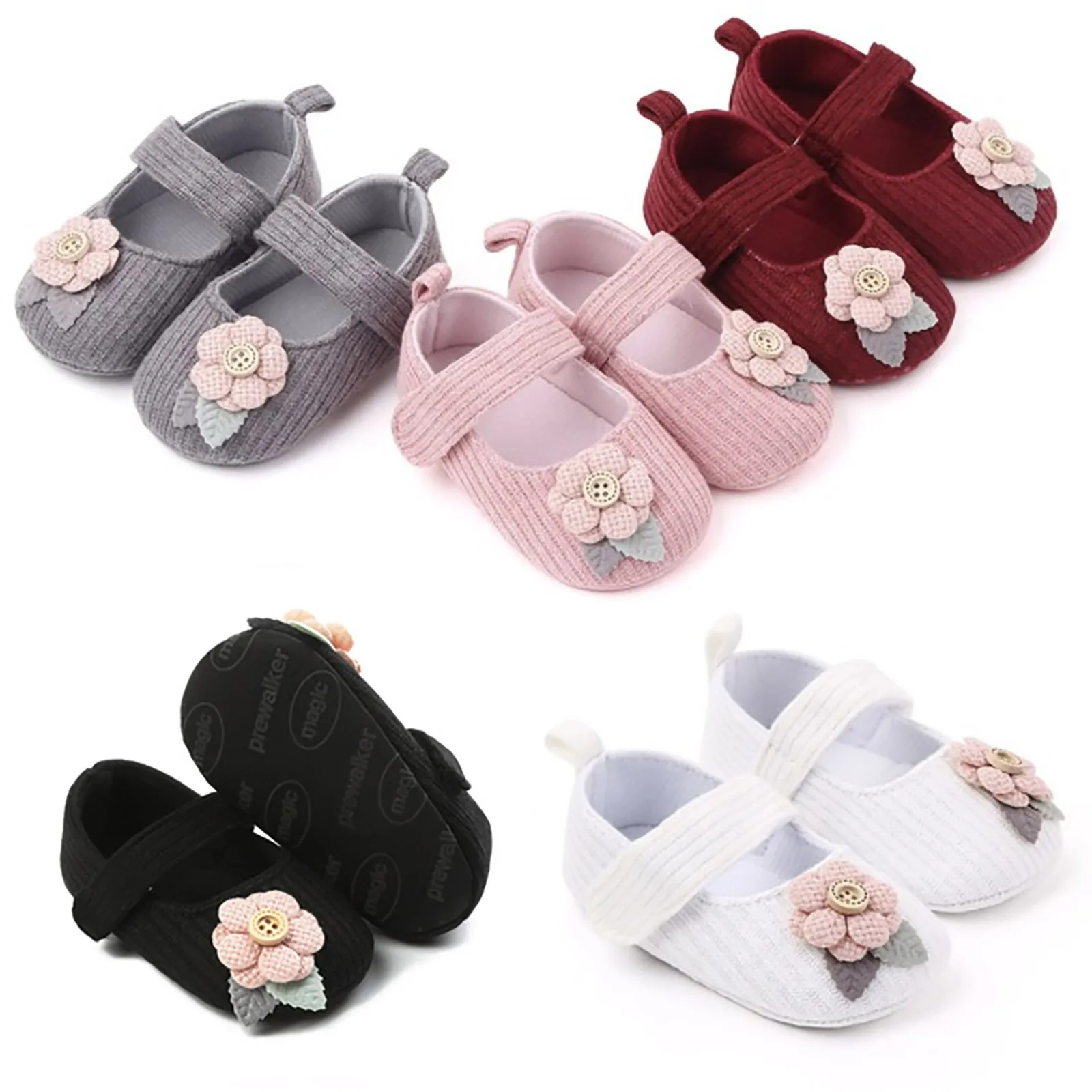 

First Walkers Infant Baby Girls Shoes Cute Flower Soft Breathable Comfortable Flat Bottom First Walk Shoes Princess Shoe Sandals