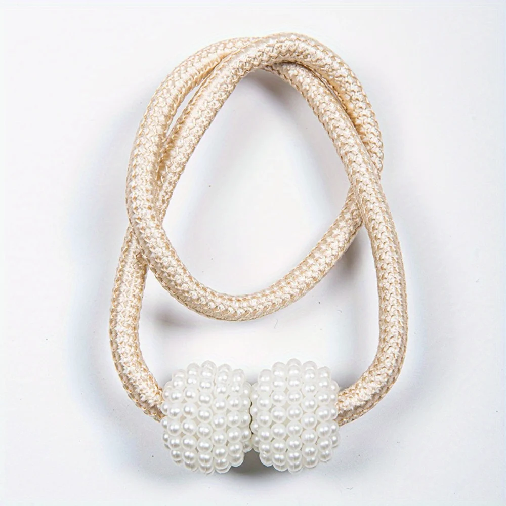 2pcs, Curtain Imitation Pearl Magnetic Tiebacks, Small Home Accessories, Great Helper for Curtain Storage, Style, Pack of 2
